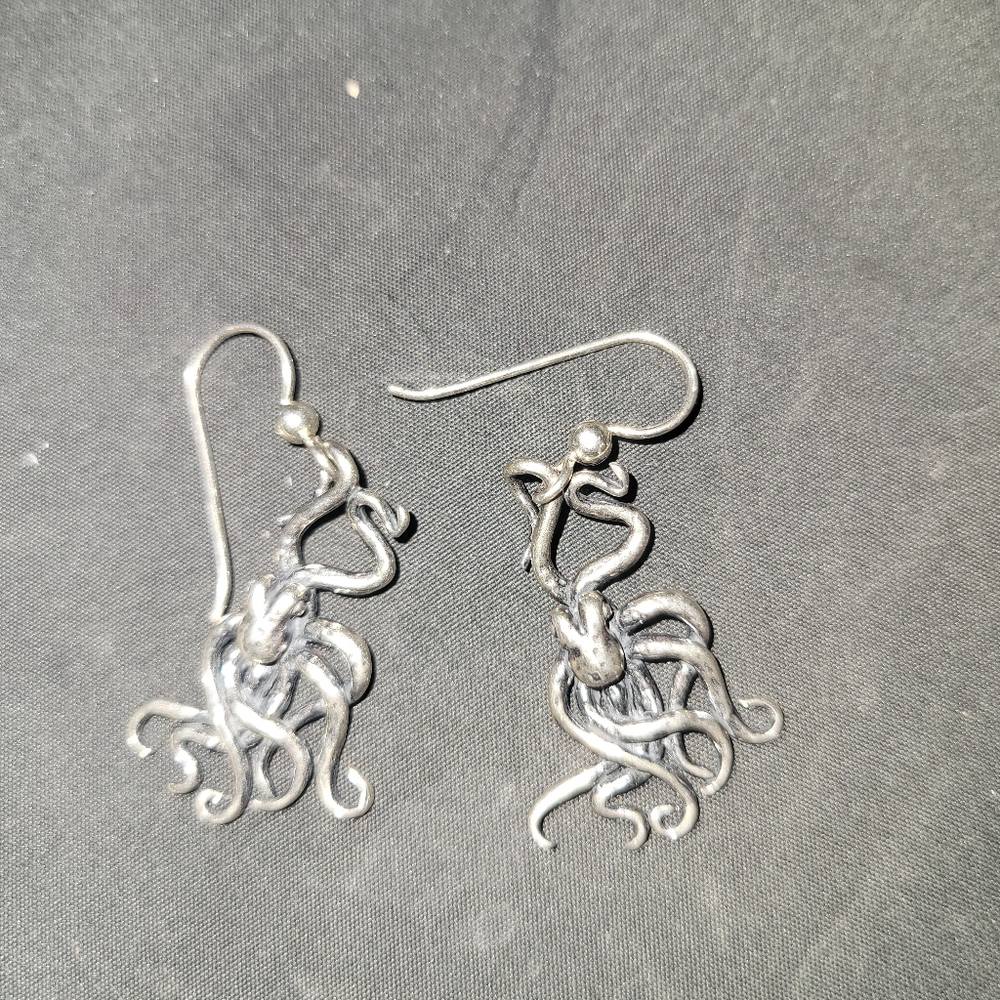 Marty Magic handmade sterling Kraken earings